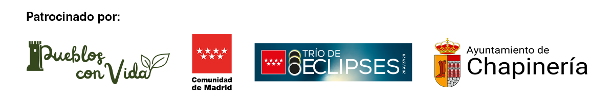 Patrocinadores del evento: Pueblos con Vida, Comunidad de Madrid, Trío de Eclipses y Ayuntamiento de Chapinería